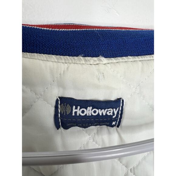 Vtg Blue Holloway Satin Snap Up Bomber Jacket Made In USA Steel Mining Size Med - Picture 16 of 16